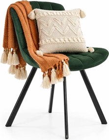 Metalowe Krzesło Welurowe Pikowane Butelkowa Zieleń E8-K82