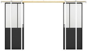 Drzwi przesuwne podwójne industrialne chowane w ścianie - Czarny i szkło hartowane - 2 x wys. 205 x szer. 73 cm - ARTISTO II
