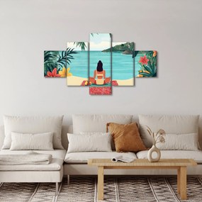 Obraz - Joginka na plaży (125x70 cm)