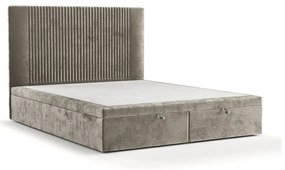 Beżowe tapicerowane łóżko dwuosobowe ze schowkiem 180x200 cm Mavel – Maison de Rêve