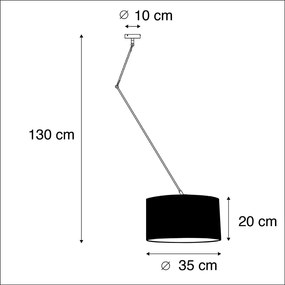 Lampa wisząca regulowana czarna klosz welurowy kwiaty 35cm - Blitz I klasyczny/Antyczny Oswietlenie wewnetrzne