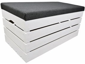 Pufa kufer skrzynia drewniana sosnowa siedzisko 80cm malowana biała