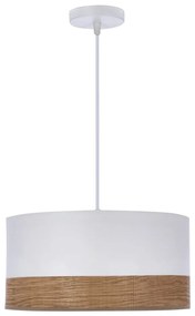 Biała lampa wisząca z tekstylno-fornirowym kloszem ø 30 cm Bianco – Candellux Lighting