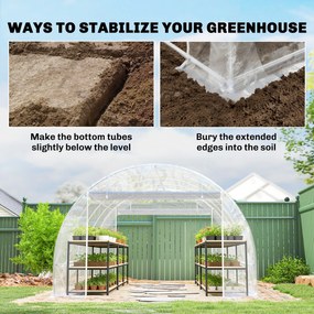 Outsunny Tunel foliowy (polytunnel), szklarnia z możliwością wejścia z ocynkowaną stalową ramą i odporną na UV pokrywą PE, przezroczysty | Aosom PL