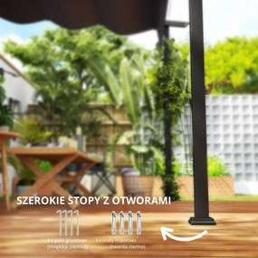 Outsunny Pawilon pergola 3x3 m montaż ścienny z regulowanym dachem wiatroodporna do ogrodu i tarasu ciemnoszary | Aosom PL