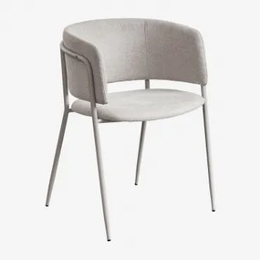 Zestaw 4 Krzeseł Tapicerowanych Nalon Kremowa Tapioca & Tkaniny Distressed White & Tela - Sklum