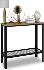 Nowoczesna konsola z półką czarny + dąb artisan N5-R06