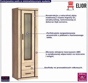 Witryna jednodrzwiowa dąb sonoma - Rectano 18X