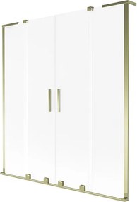 Mexen Velar L Duo parawan nawannowy 2-skrzydłowy rozsuwany 140 x 150 cm, szron, złoty szczotkowany - 896-140-003-32-55