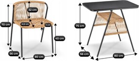 Zestaw mebli ogrodowych, balkonowych Bravio, rattanowy stolik i 2 krzesła