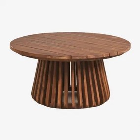 Okrągły Stolik Kawowy Ø80 Cm Z Drewna Akacjowego Mura Akacja Brąz - Sklum