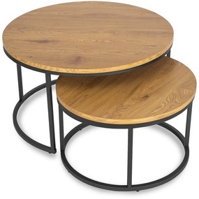 Zestaw Stolików Kawowych DELIA MAX 60 cm/80 cm Dąb Złoty Nowoczesny Loft