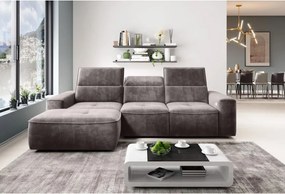 Narożnik COLOMBO Mini Lewostronny z elektryczną funkcją spania pojemnikiem PALLADIUM 05 Brązowy WERSAL