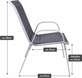 Zestaw 4 krzeseł ogrodowych BARI, stal i tekstylen, czarne