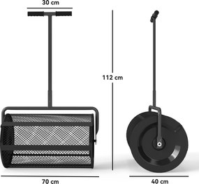 Rozsiewacz Kompostu Outsunny 75L 61x40 cm, Metalowy z T-Uchwytem, Siatkowy, Czarny