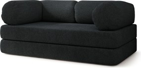 Masseno Sofa piankowa EIREN z funkcją spania, Kanapa z pianki do salonu, Bezmontażowa, Tkanina bucle – Czarny QUELLE 100