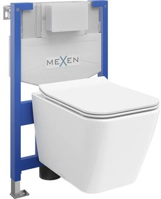 Mexen zestaw podtynkowy WC stelaż Fenix XS-F z miską WC Cube i deską wolnoopdającą, biały połysk - 68030924000