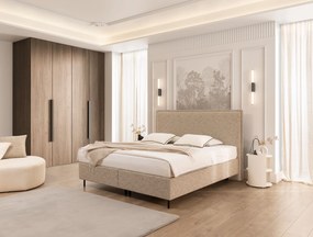 Łóżko kontynentalne z pojemnikiem Slim wezgłowie L z lamówką New Elegance