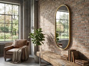 Owalne lustro na ścianę OLVANI 100x50 cm ze złotą ramą