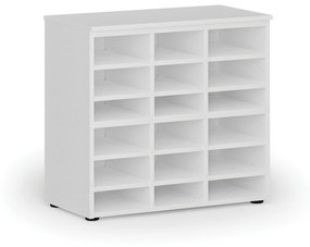 Regał sortujący PRIMO WHITE, 800 x 420 x 740 mm, 18 przegród, biały