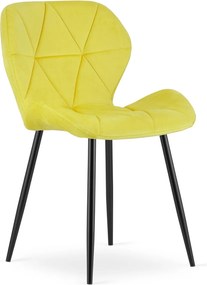Krzesło do jadalni MANGO VELVET z czarnymi nogami, żółte