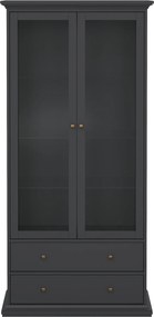 Dwudrzwiowa witryna z szufladami Paris, kolor szary