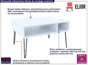 Biały stolik kawowy z półką - Larkso 8X