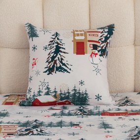 Poszewka na poduszkę z mikrofibry SNOWY HOUSES 45x45 cm, biała