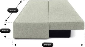 Sofa z Funkcją Spania MAVIA Szara Boucle Japandi