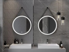 Mexen Reni lustro łazienkowe podświetlane, okrągłe 70 cm, LED 6000K, antypara, rama czarna - 9812-070-070-611-70