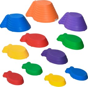 Outsunny Kamienie do balansowania Składane antypoślizgowe do zabawy wewnątrz i na zewnątrz Nośność 100kg | Aosom PL