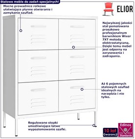 Biała stalowa szafka gospodarcza z 6 szufladami R8-Z02