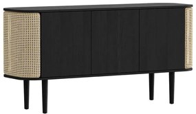 Czarna niska komoda w dekorze dębu 150x75 cm Treasures – UMAGE