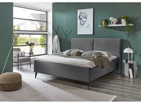Szare tapicerowane łóżko dwuosobowe ze schowkiem ze stelażem 180x200 cm Lando – Meise Möbel