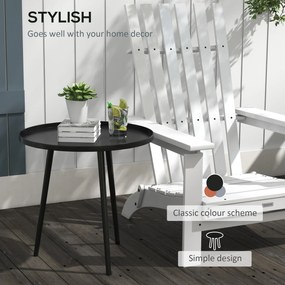 Outsunny Stolik pomocniczy, kawowy, ogrodowy, tarasowy, do ogrodu, ze stali, czarny
