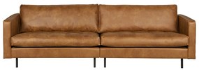 Brązowa sofa ze skóry z recyklingu BePureHome Rodeo, 277 cm