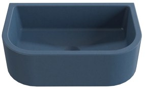 Umywalka betonowa półokrągła wisząca / nablatowa bez otworu na baterię 49 x 30 cm PALANGA | różne kolory : Kolor - Niebieski denim, Typ montażu - nablatowa