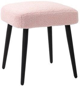 HOMCOM Pufa, podnóżek, tapicerowane siedzisko, wygląd kaszmiru, stalowe nogi, 42 x 42 x 47 cm, Różowy