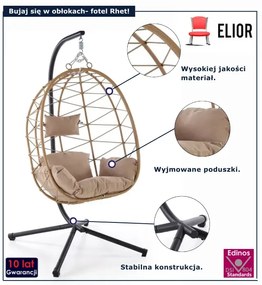 Fotel wiszący z beżowymi poduszkami Z8-E63
