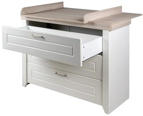 Biała niska komoda dziecięca w dekorze wiązu z przewijakiem 120x98 cm Felicia – Roba