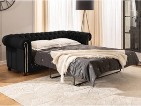 Czarna aksamitna rozkładana sofa 203 cm York Blik – Ropez