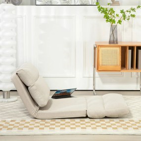 HOMCOM Składany Fotel z Funkcją Łóżka, Regulowana Opierającą się, do 120kg, 70 x 41 x 56 cm, Beżowy