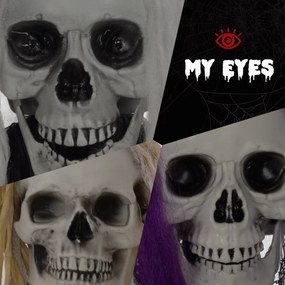 HOMCOM Wiszące Duchy-Szkielety, Zestaw 3 szt., Dekoracja na Halloween, Regulowane Ramiona, 150cm