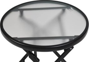 Stolik pomocniczy ze szklanym blatem, czarny, Ø 45 cm, stal