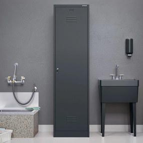 Metalowa szafa gospodarcza wąska Agnes 50x50x185 cm, antracyt
