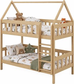 Piętrowe łóżko dziecięce przypominające domek, sosna P2-A60