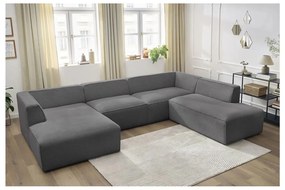Ciemnoszary sztruksowy narożnik modułowy (prawostronny/w kształcie litery U) Megeve – Bobochic Paris