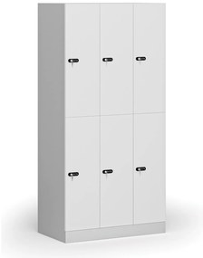 Szafka skrytkowa, 6 schowków, 1850 x 900 x 500 mm, demontaż, zamek mechaniczny z kodem, drzwi laminowane, biała