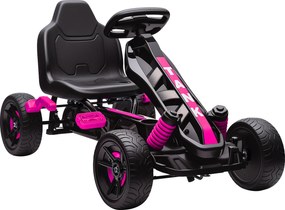 AIYAPLAY Gokart na pedały, pojazd na pedały dla dzieci z hamulcem, antypoślizgowe koła, metalowa rama, 3-6 lat, Różowy | Aosom PL
