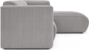 Jasnoszary sztruksowy narożnik (prawostronny/z szezlongiem) Merid – Ropez